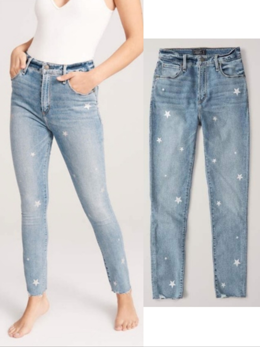 Abercrombie & Fitch Abercrombie Simone High Rise Ankle Star Print Jeans